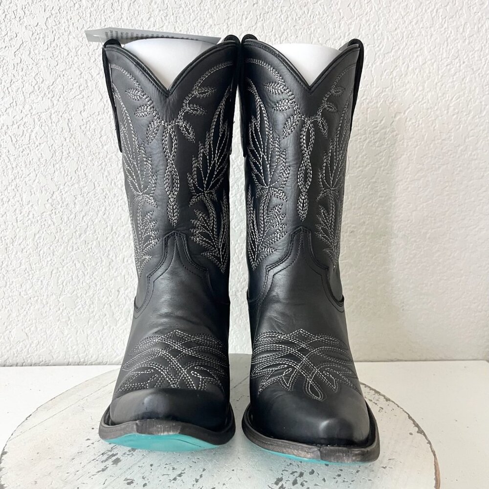 Lane SANDAGA Midi Womens Cowboy Boots 10 Cowgirl Western Wear Black Mid Calf - Picture 5 of 11